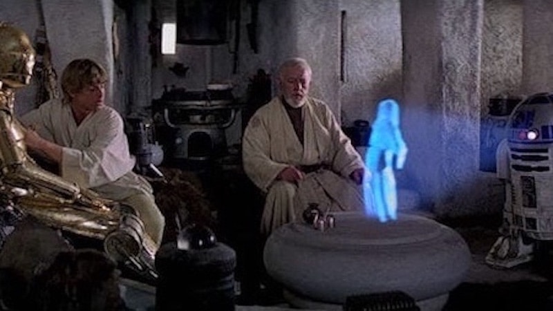 Obi-Wan Kenobi gets the message from Princess Leia via R2-D2 - Star Wars - A New Hope - Storytelling Element