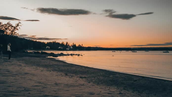 Swedish beach at sunset.