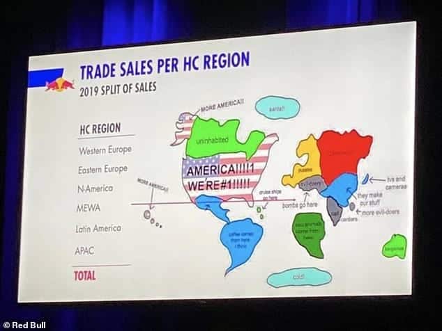 Red Bull leaked world map joke