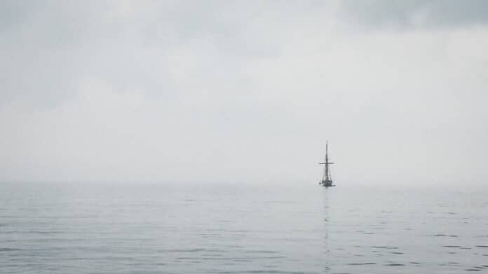 Lonely sailboat.