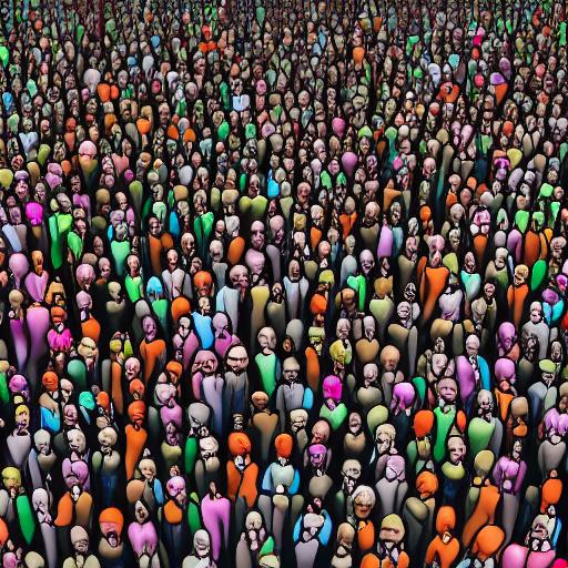 Detailed visual art of a oman feeling lonely in a crowd of people - Online Wannabeism