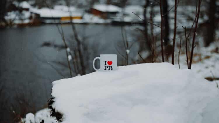 I Love PR Mug in Snow